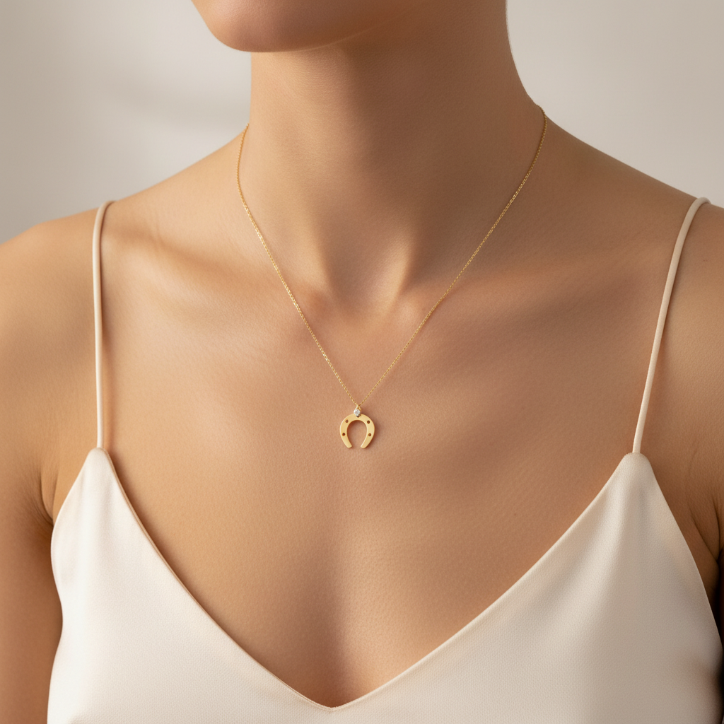 0,02 Karat Pırlanta Kolye "Nal"