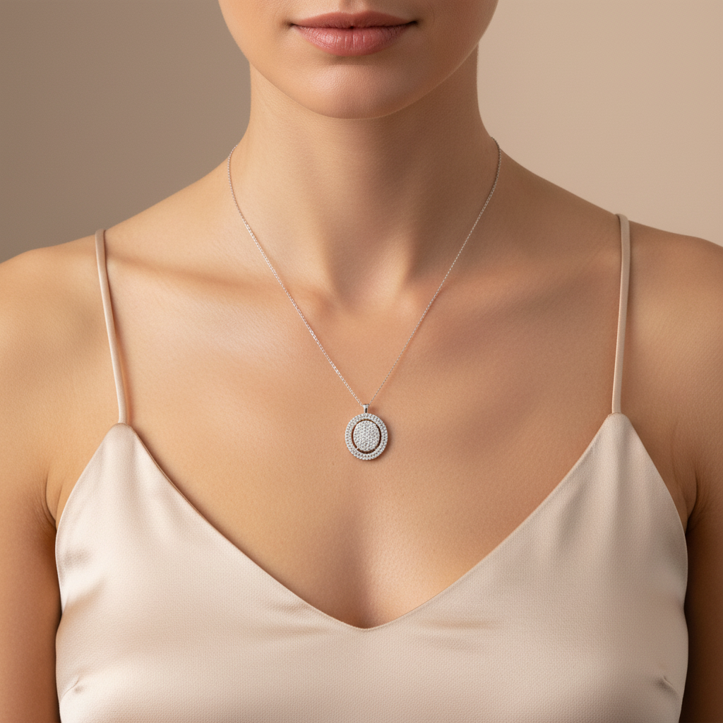 0,90 Karat Tasarım Coronet Pırlanta Kolye