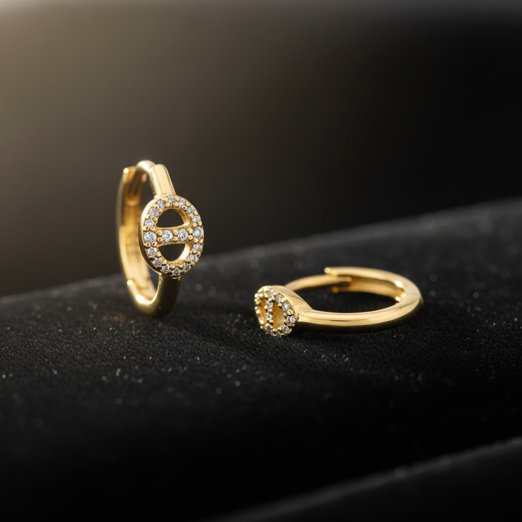 0,07 Karat Pırlanta Halka Küpe