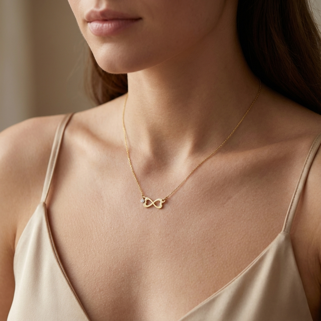 0,02 Karat Pırlanta Kolye "Kalp Sonsuzluk"