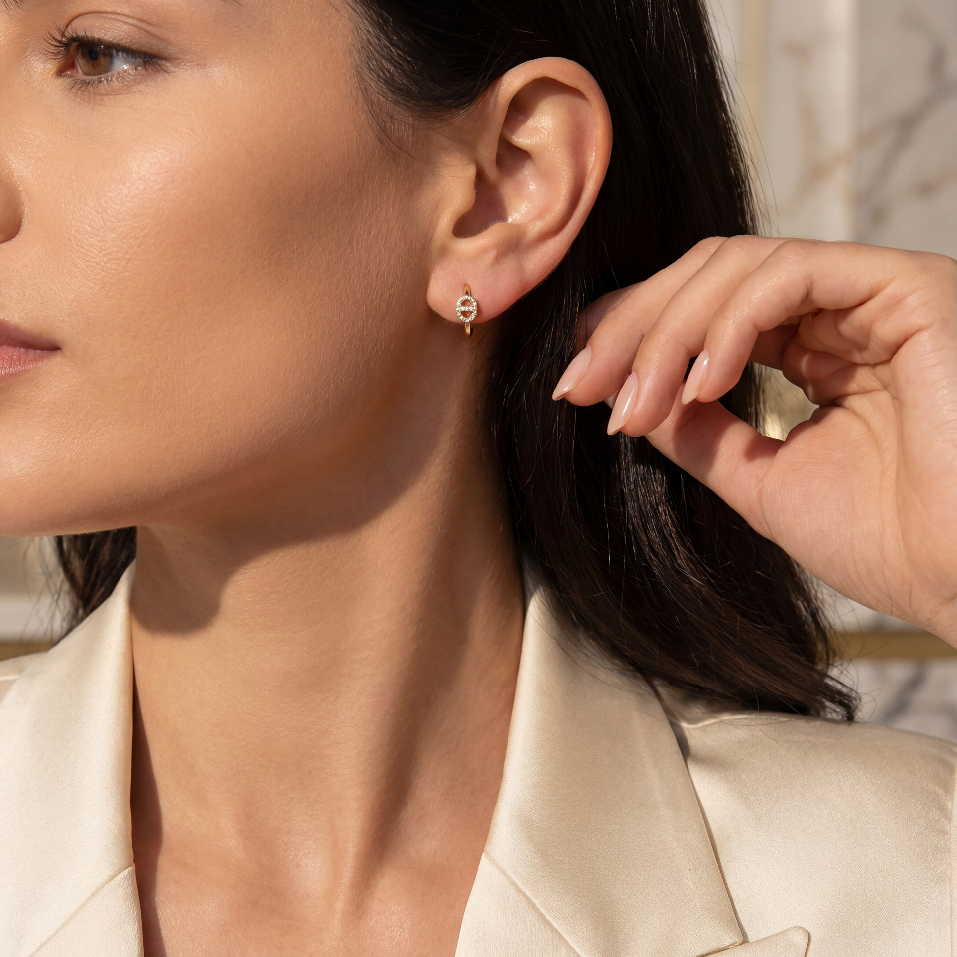 0,07 Karat Pırlanta Halka Küpe