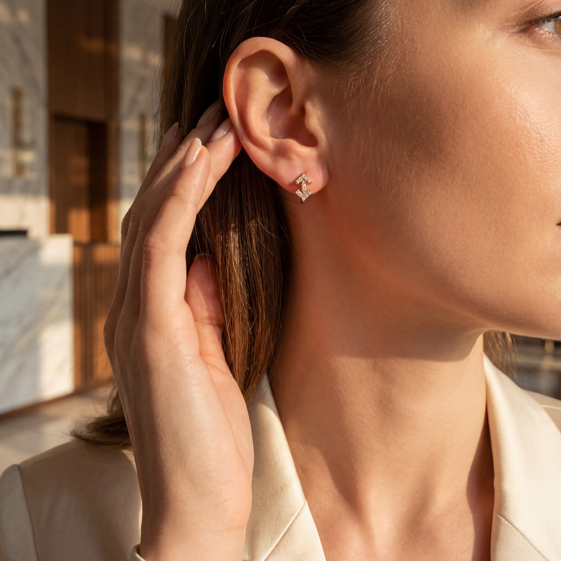 0,10 Karat Pırlanta Halka Küpe