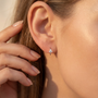 0,18 Karat Pırlanta Halka Küpe "Piramit" - Venta Jewelry