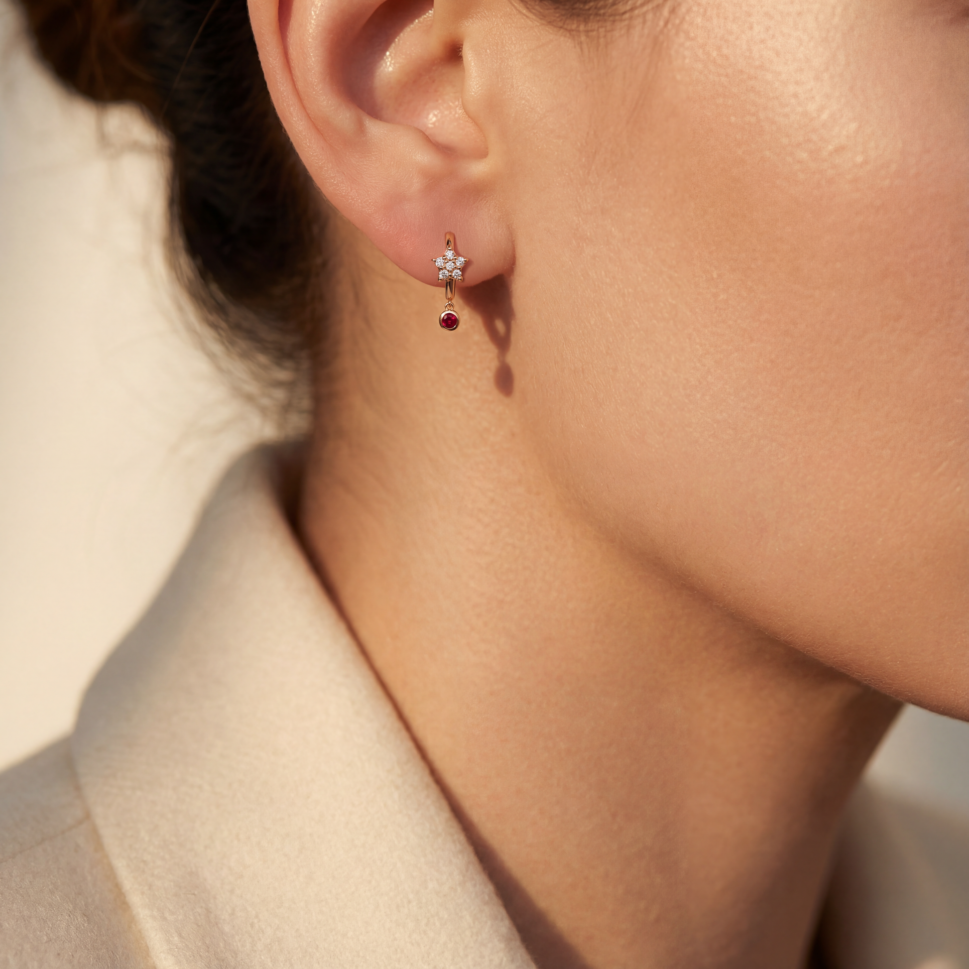 0,22 Karat Pırlanta Halka Küpe "Yakut"