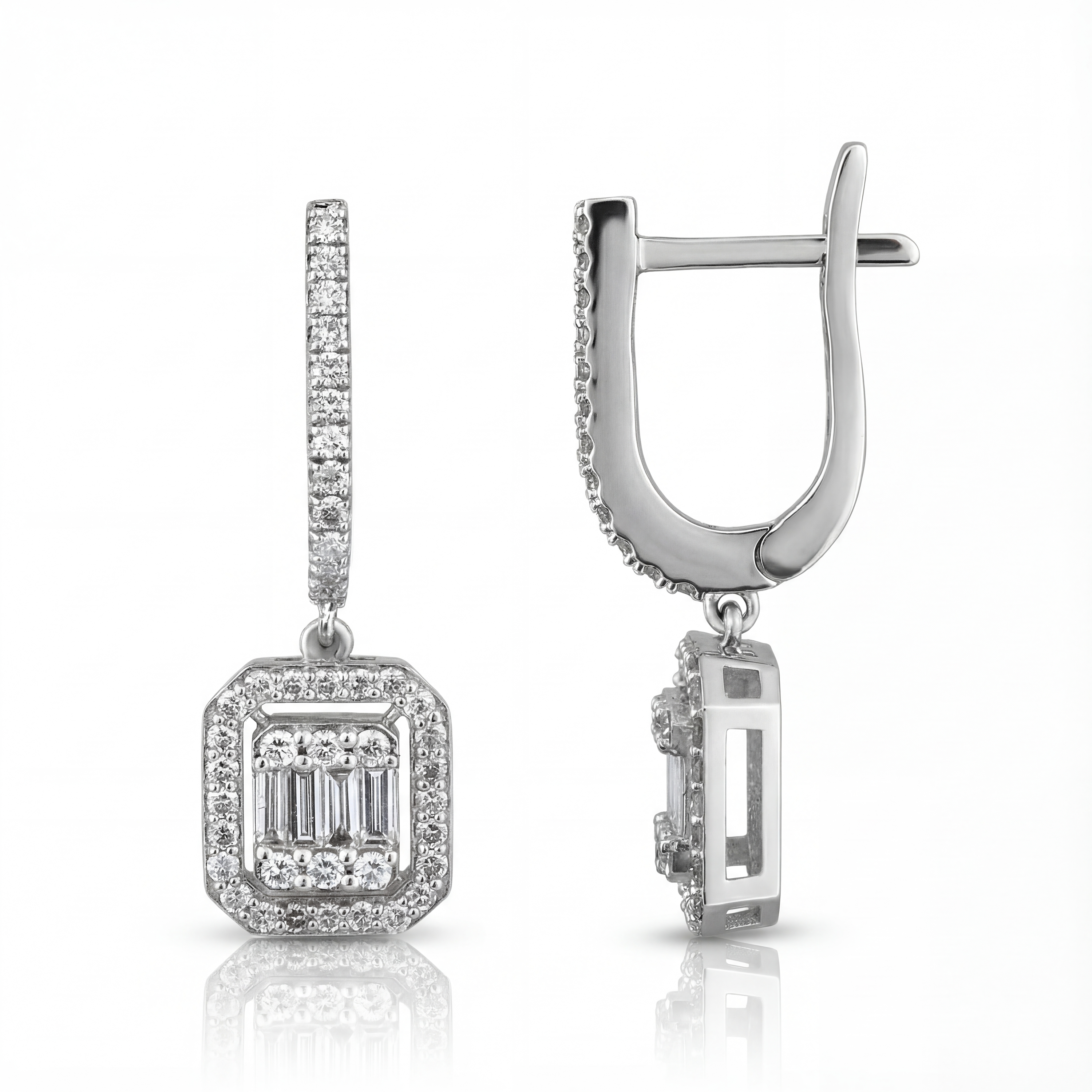 0,73 Karat Baget Pırlanta Küpe