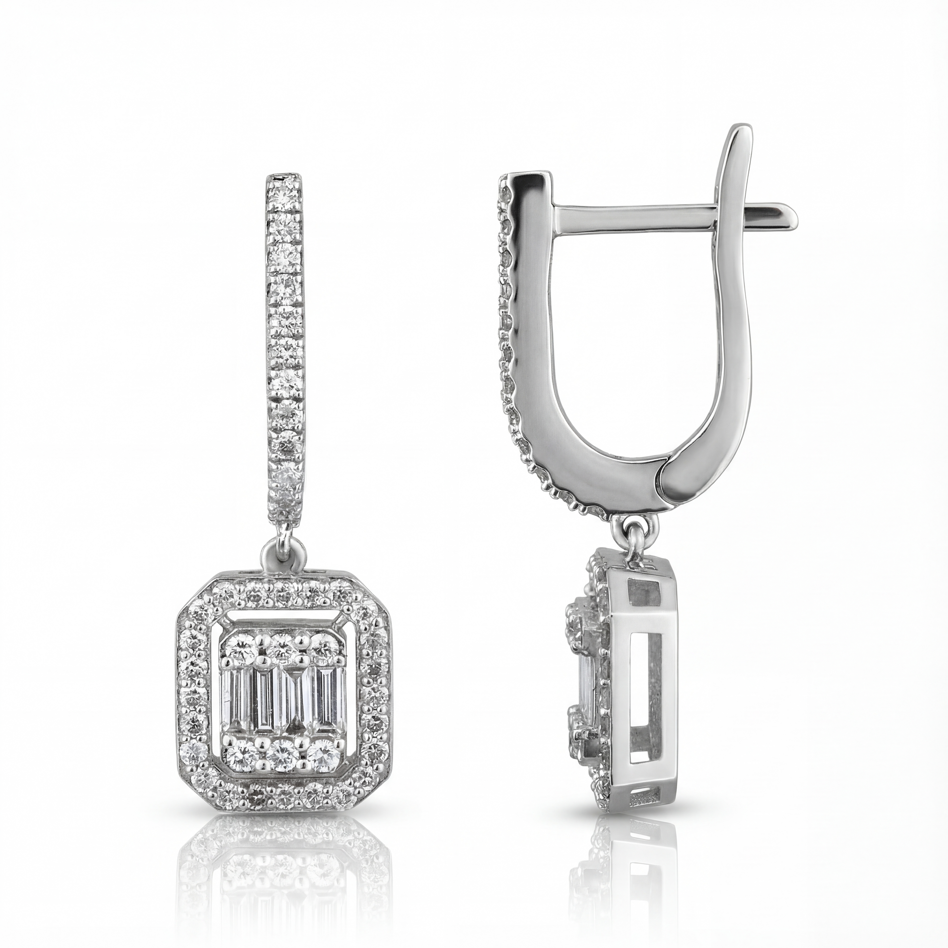 0,73 Karat Baget Pırlanta Küpe