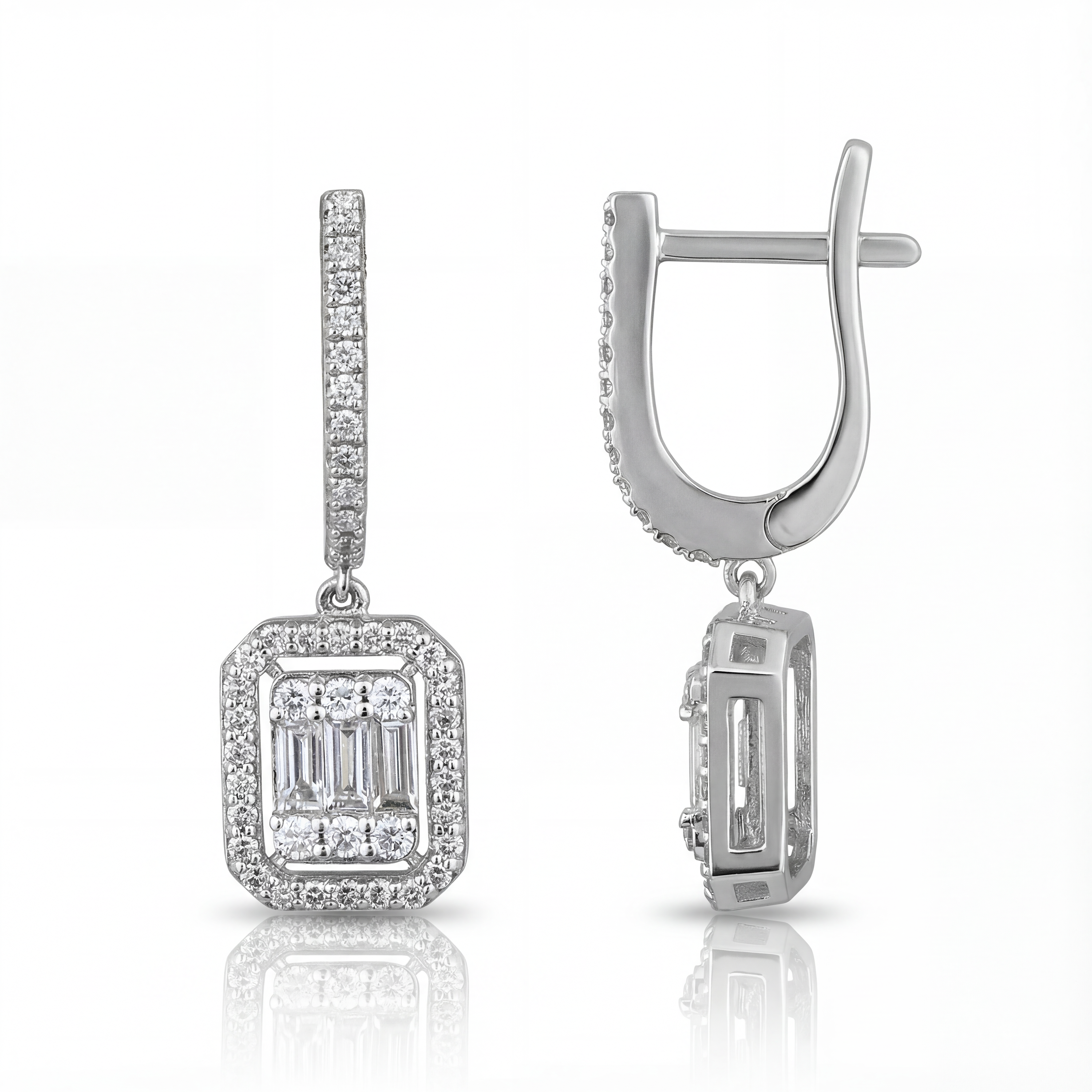 1,00 Karat Baget Pırlanta Küpe