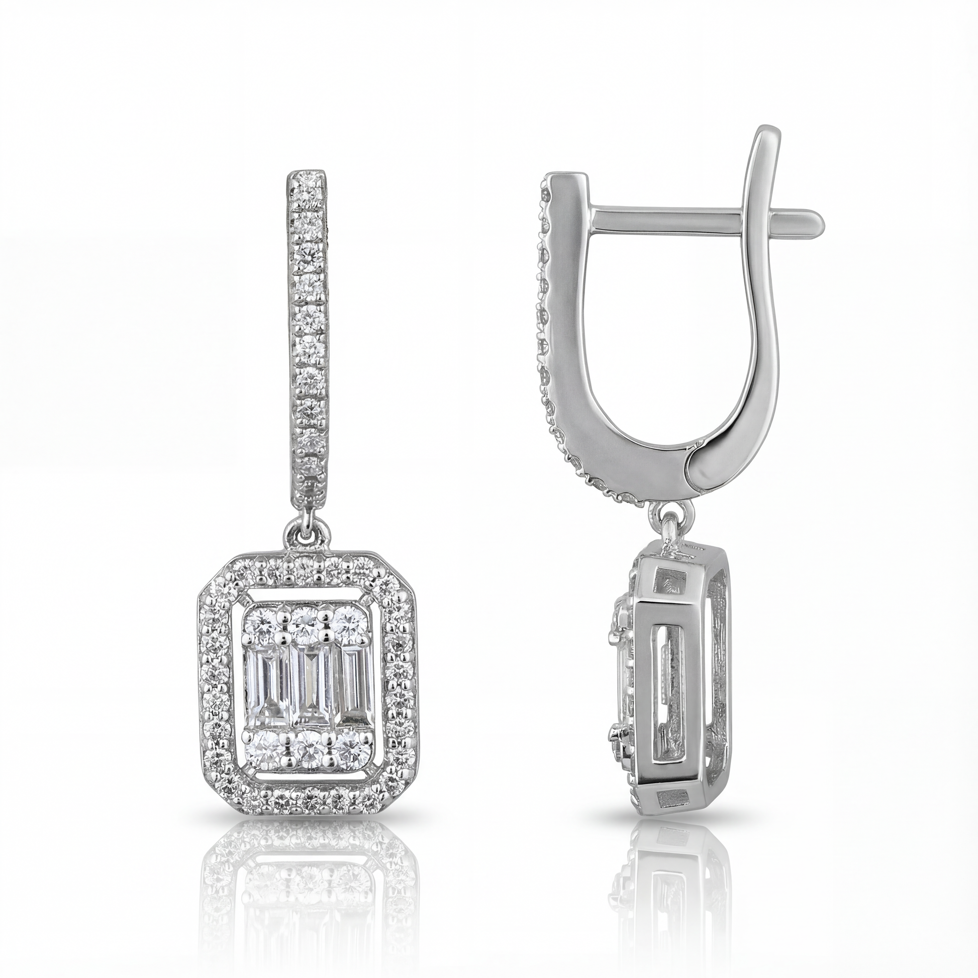 1,00 Karat Baget Pırlanta Küpe