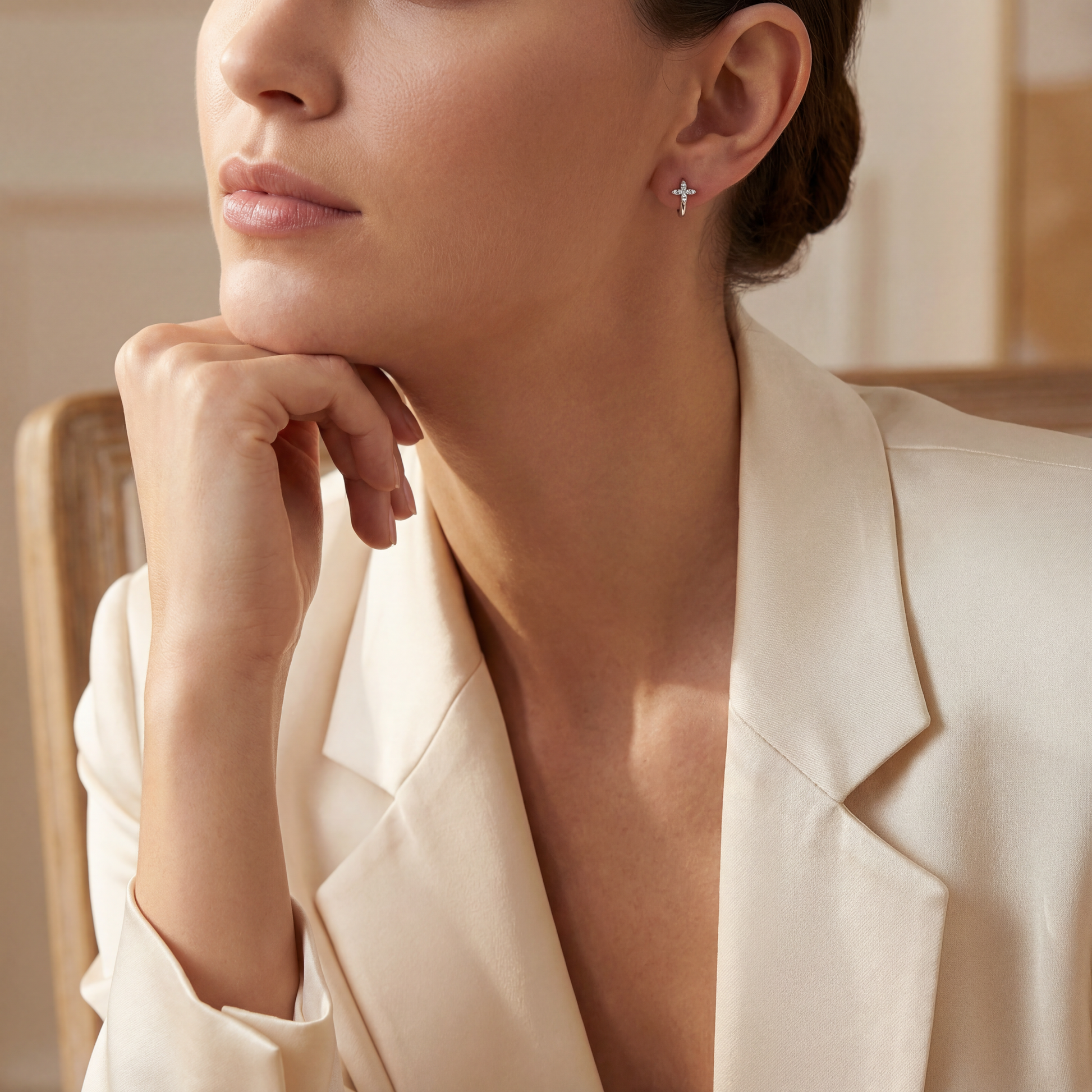 0,04 Karat Pırlanta Halka Küpe