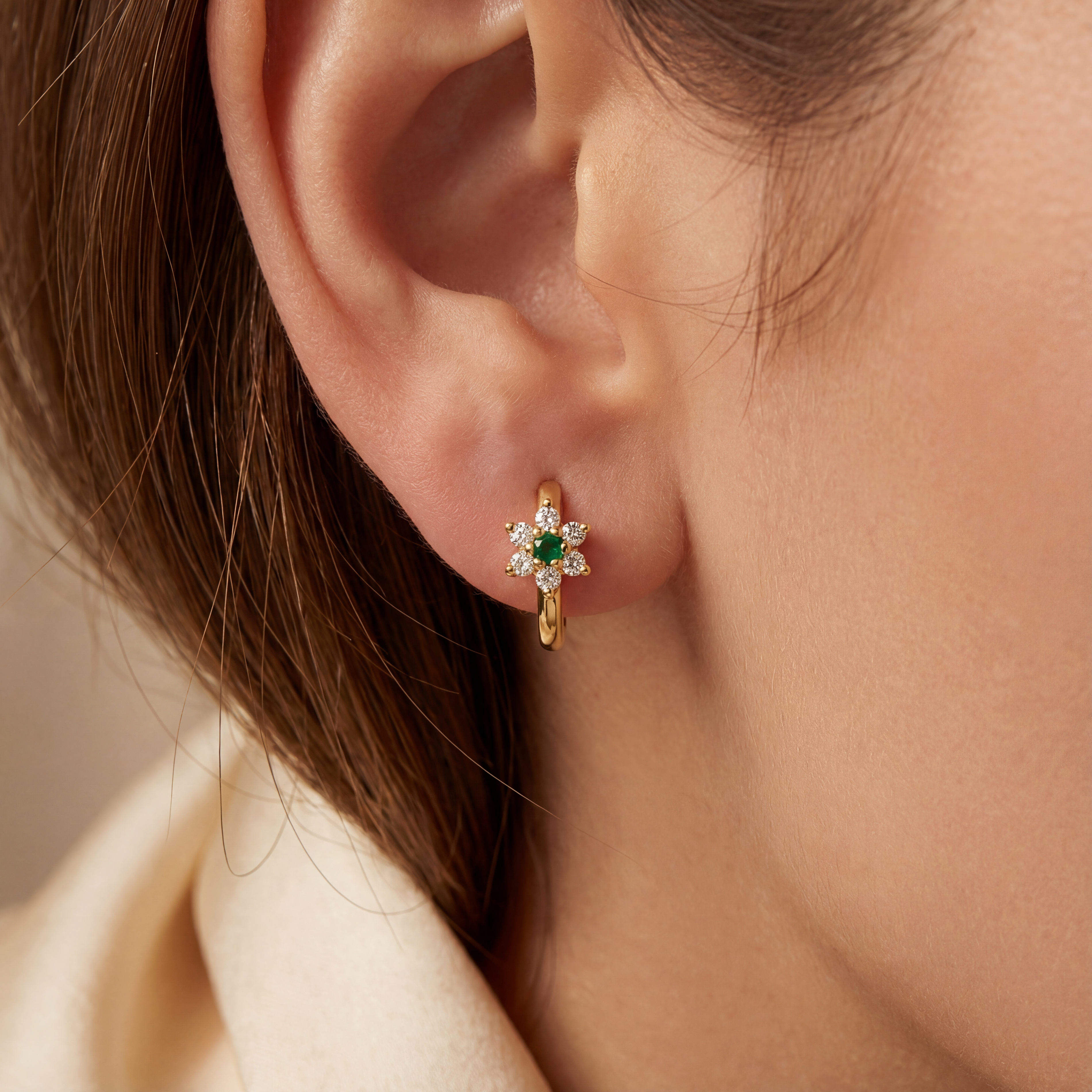 0,13 Karat Pırlanta Halka Küpe