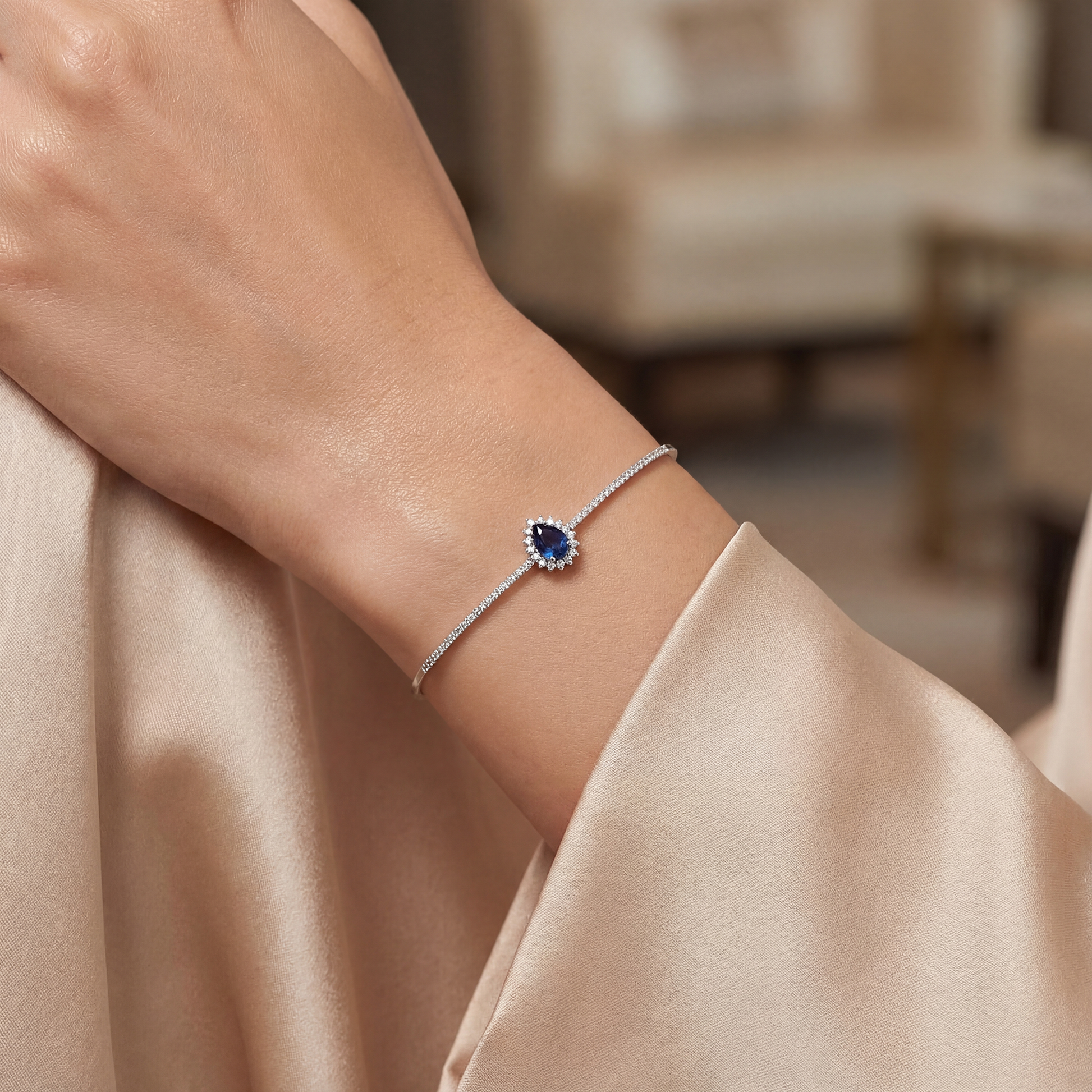 1,43 Karat Pırlantalı Safir Bileklik