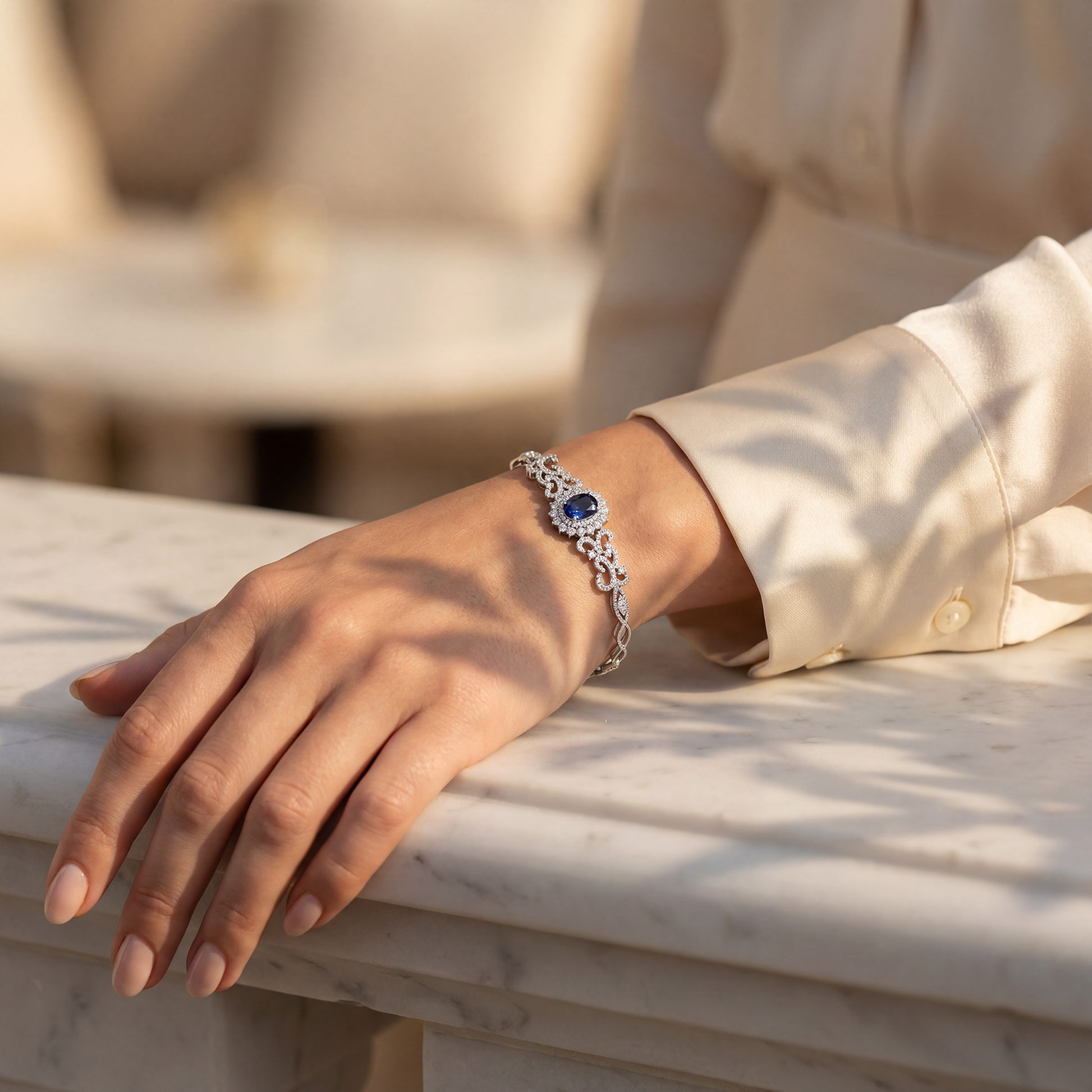 7,14 Karat Pırlanta Safir Bileklik