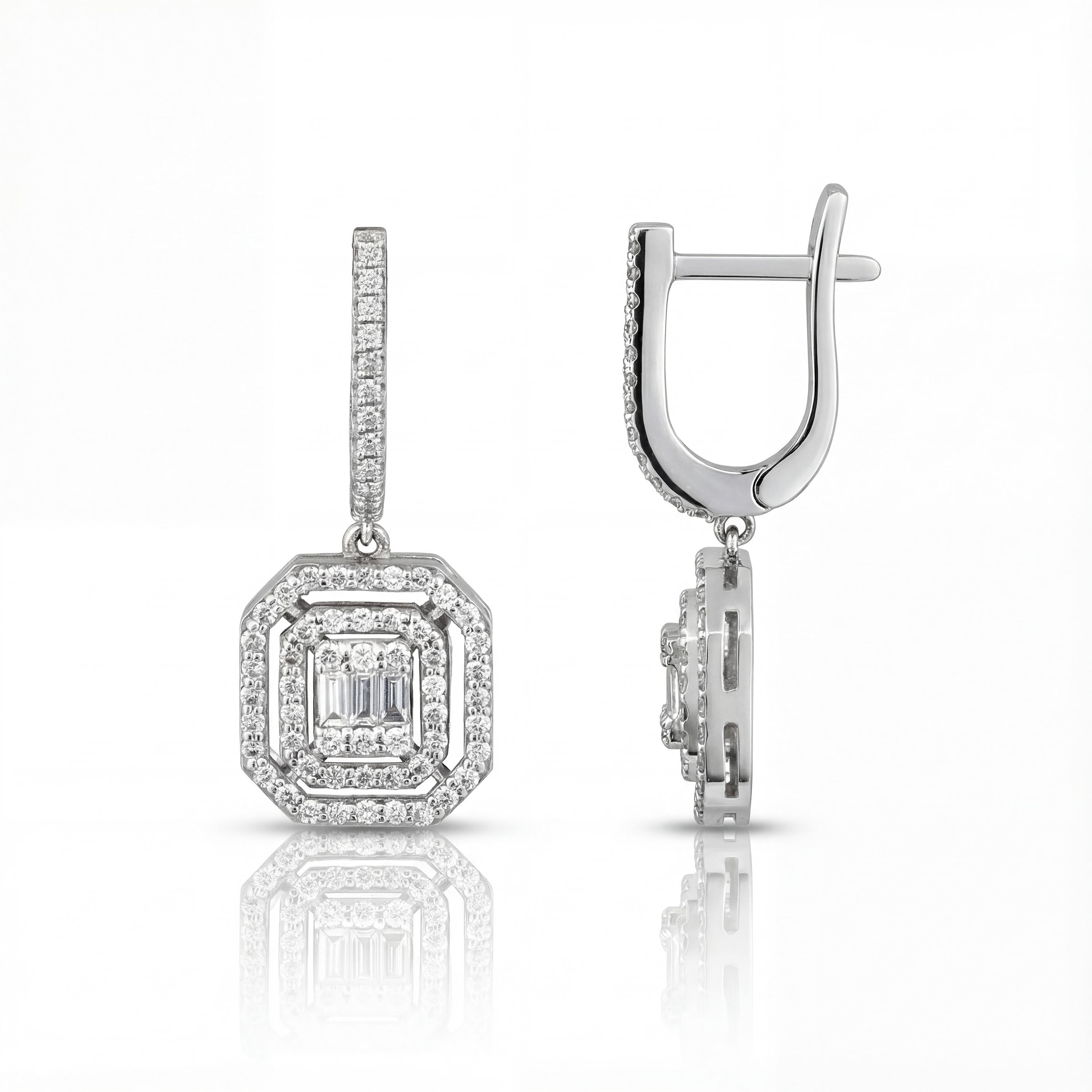 0,87 Karat Baget Pırlanta Küpe