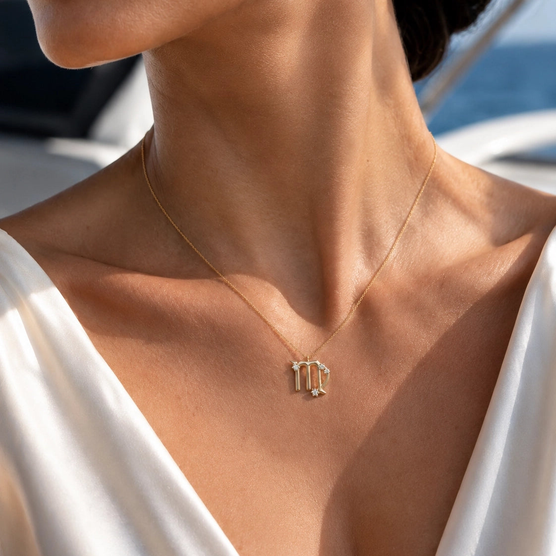 0,17 Karat F Renk Tasarım Başak Burcu Pırlanta Kolye - Venta Jewelry
